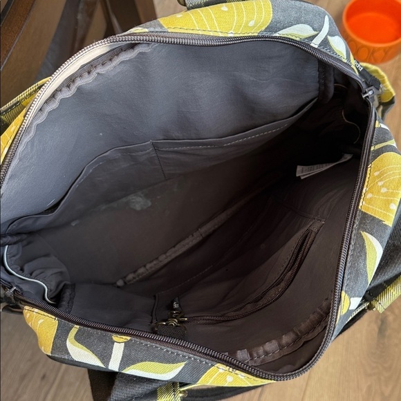 Petunia Pickle Bottom Yellow and Black Floral Bag backpack tote boho storage main image 3